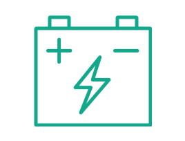 The icon shows a battery with positive and negative terminals and a voltage symbol.