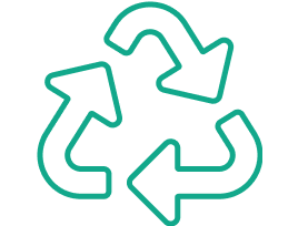 Das Icon zeigt drei Pfeile, die in Dreiecksform im Kreis geführt werden, und symbolisiert Recycling.