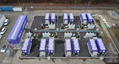 Drohnenaufnahme des Batteriespeicher-Systems der TRICERA energy bei der Elli in Salzgitter