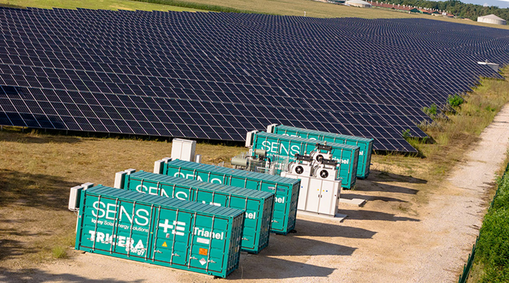 Drohnenaufnahme des Batteriespeicher-Systems der TRICERA energy für die Trianel in Lübars